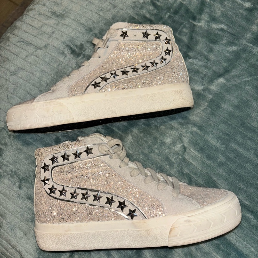 Vintage Havana Silver and Black High-Top Sneakers